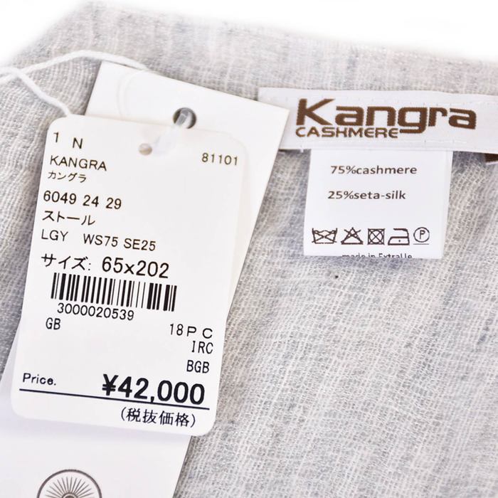 カングラ KANGRA ストール 6049 24 29 ライトグレー メンズ レディース 【ラスト1点 フリーサイズ】 カシミヤ 【プライスダウン】
