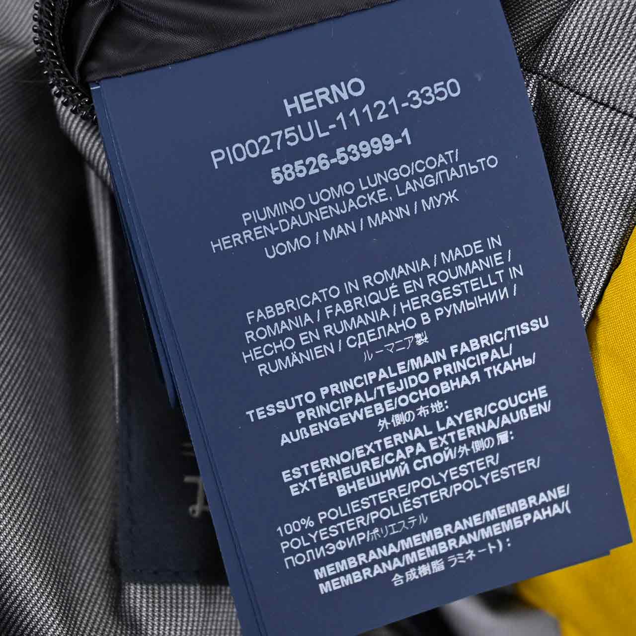 ヘルノ HERNO ダウンコート PI00275UL 11121 3350 イエロー メンズ 【ラスト1点 50サイズ】