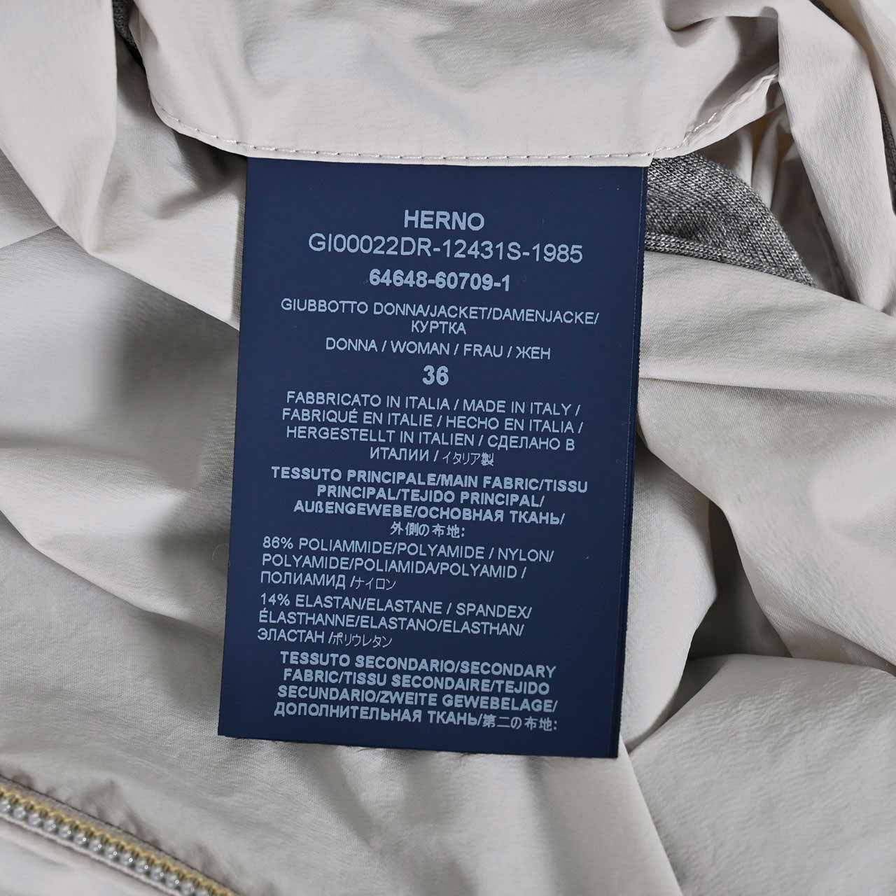 【期間限定SALE】 ヘルノ HERNO ジップアップパーカー GI00022DR 12431S 1985 グレー レディース 【ラスト1点 40サイズ】