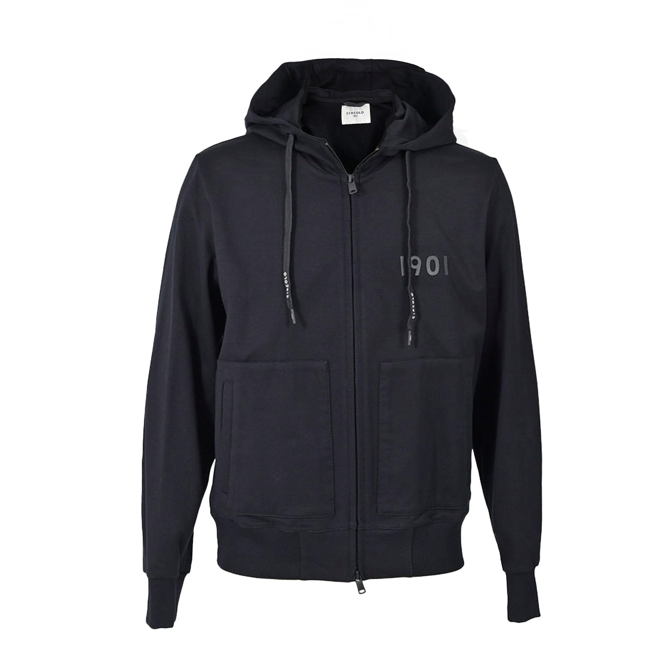 【期間限定SALE】 チルコロ CIRCOLO 1901 ジップアップパーカー HOODIE FULL ZIP FELPA CN4052 001 ブラック メンズ 【ラスト1点 XSサイズ】