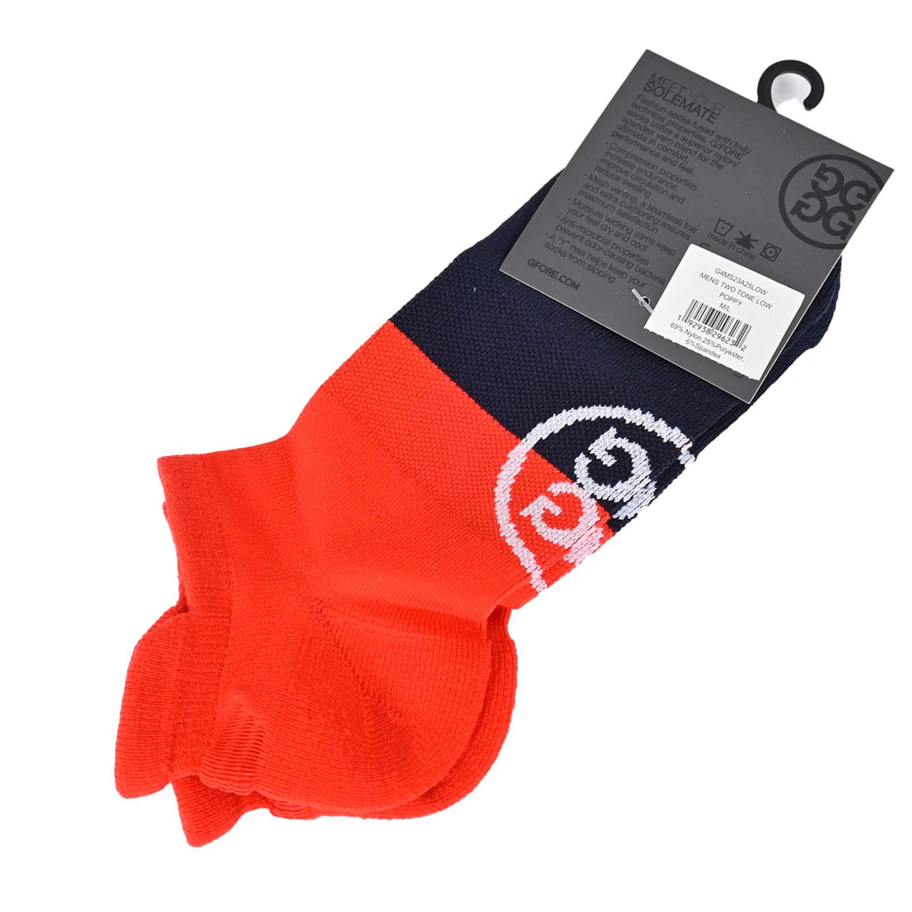 ジーフォア G FORE ソックス TWO-TONE LOW SOCK G4MS23A25LOW POPPY レッド メンズ ギフト プレゼント ゴルフ