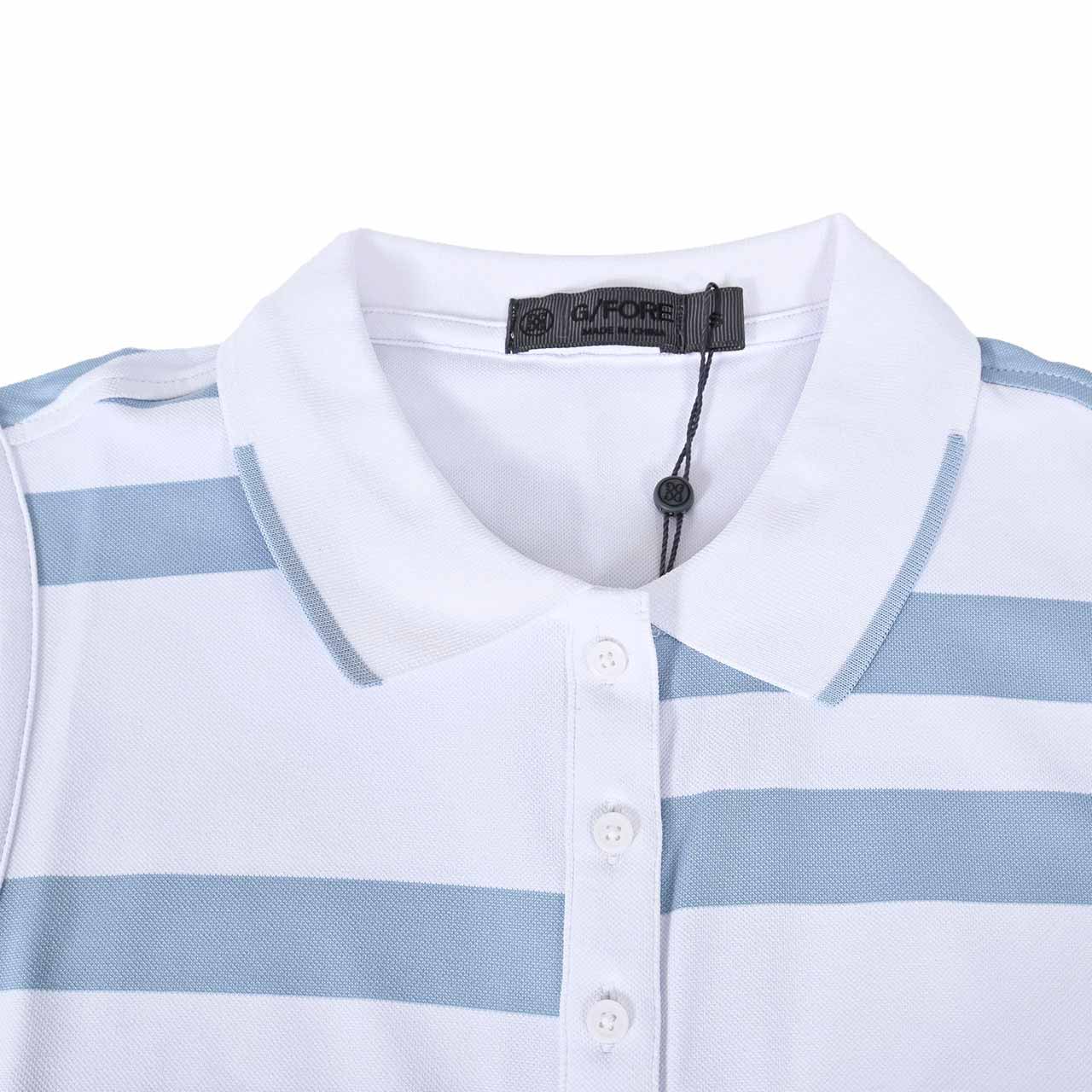 【52%OFF】 ジーフォア G FORE ポロシャツ OFFSET STRIPE G4LF23K681 SNOW ホワイト レディース ゴルフ