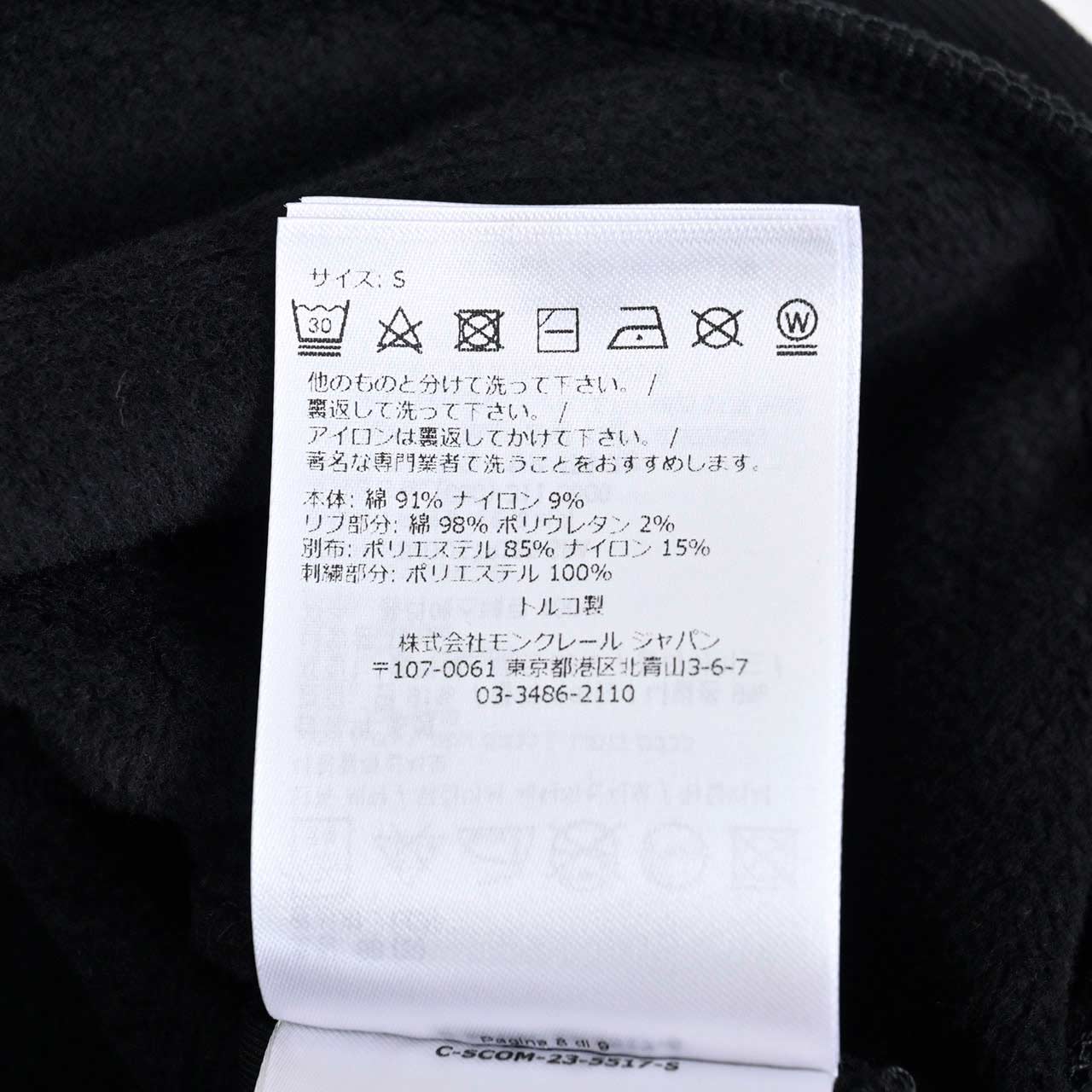 モンクレール MONCLER トレーナー 8G000 42 899U5 999 ブラック レディース 【ラスト1点 Sサイズ】