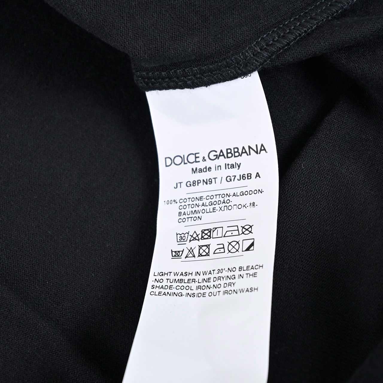 ドルチェ&ガッバーナ DOLCE&GABBANA Tシャツ G8PN9T G7J6B N0000 ブラック メンズ 【ラスト1点 48サイズ】