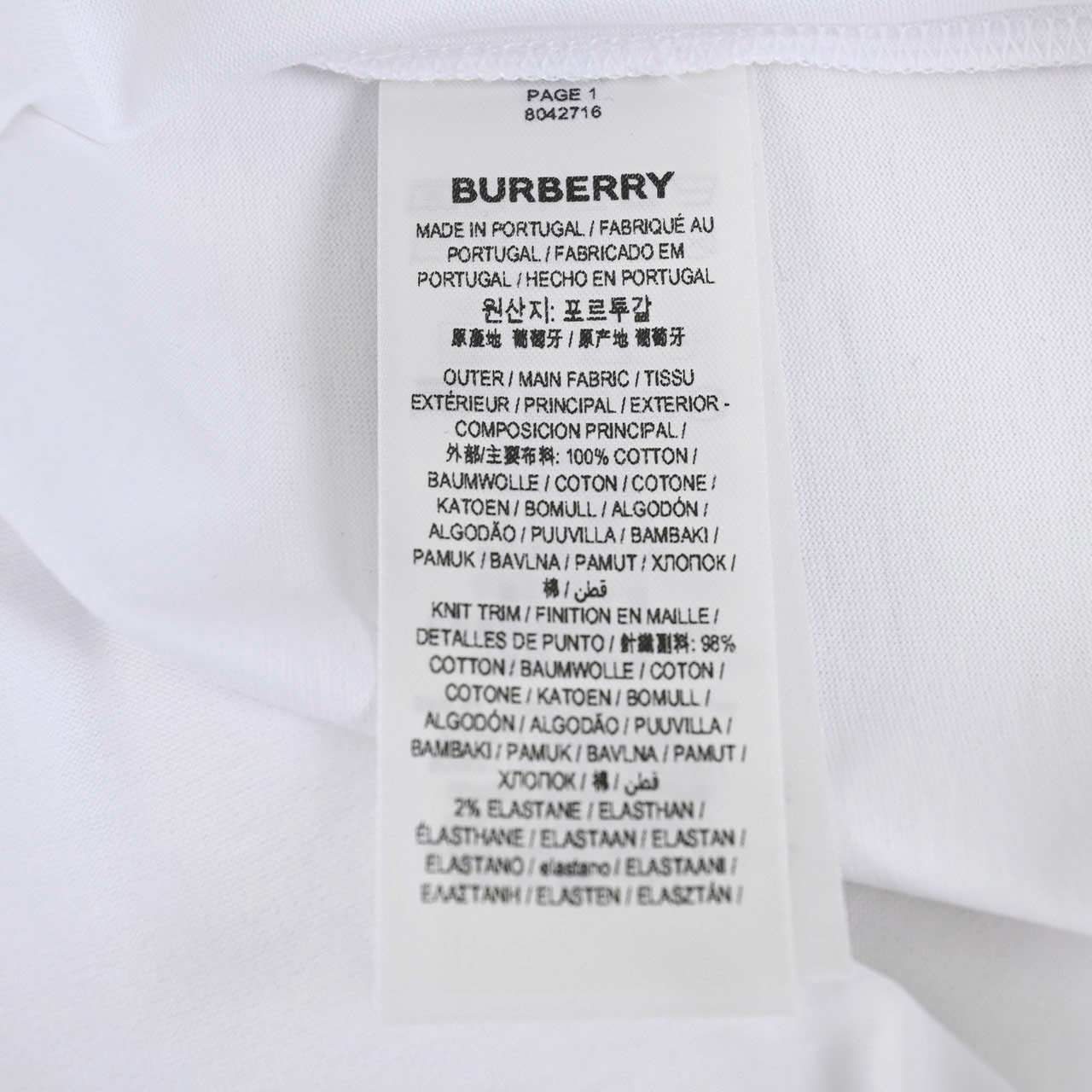 バーバリー BURBERRY Tシャツ 8042716 A1464 ホワイト レディース 【ラスト1点 Sサイズ】 ギフト プレゼント