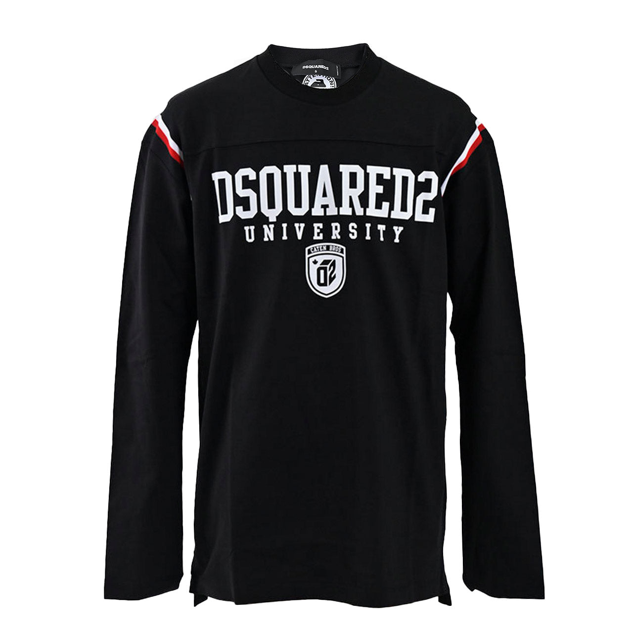 【期間限定SALE】 ディースクエアード DSQUARED2 クルーネック長袖Tシャツ S74GD1218 S24658 Varsity Fit Tee 900 ブラック 2024年春夏新作 2024SS メンズ