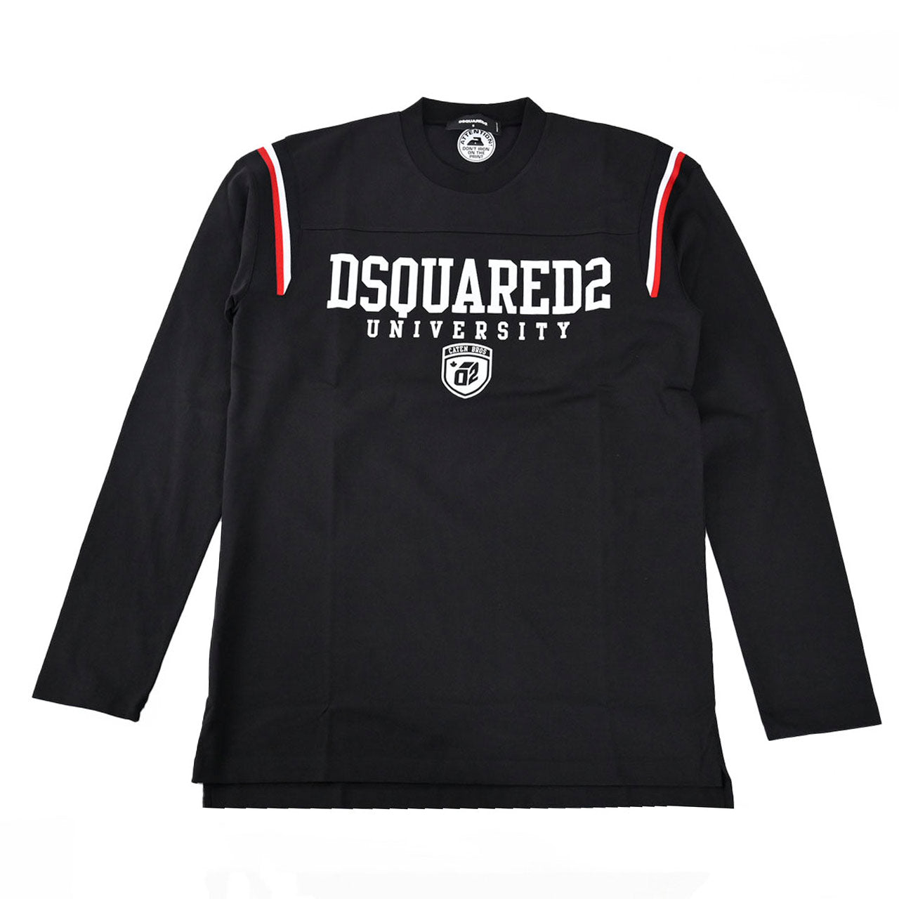 【期間限定SALE】 ディースクエアード DSQUARED2 クルーネック長袖Tシャツ S74GD1218 S24658 Varsity Fit Tee 900 ブラック 2024年春夏新作 2024SS メンズ