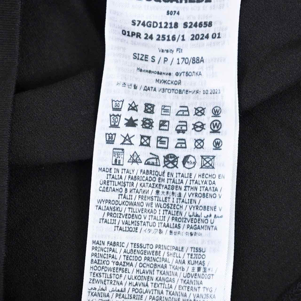 ディースクエアード DSQUARED2 クルーネック長袖Tシャツ S74GD1218 S24658 Varsity Fit Tee 900 ブラック 2024年春夏新作 2024SS メンズ ギフト プレゼント