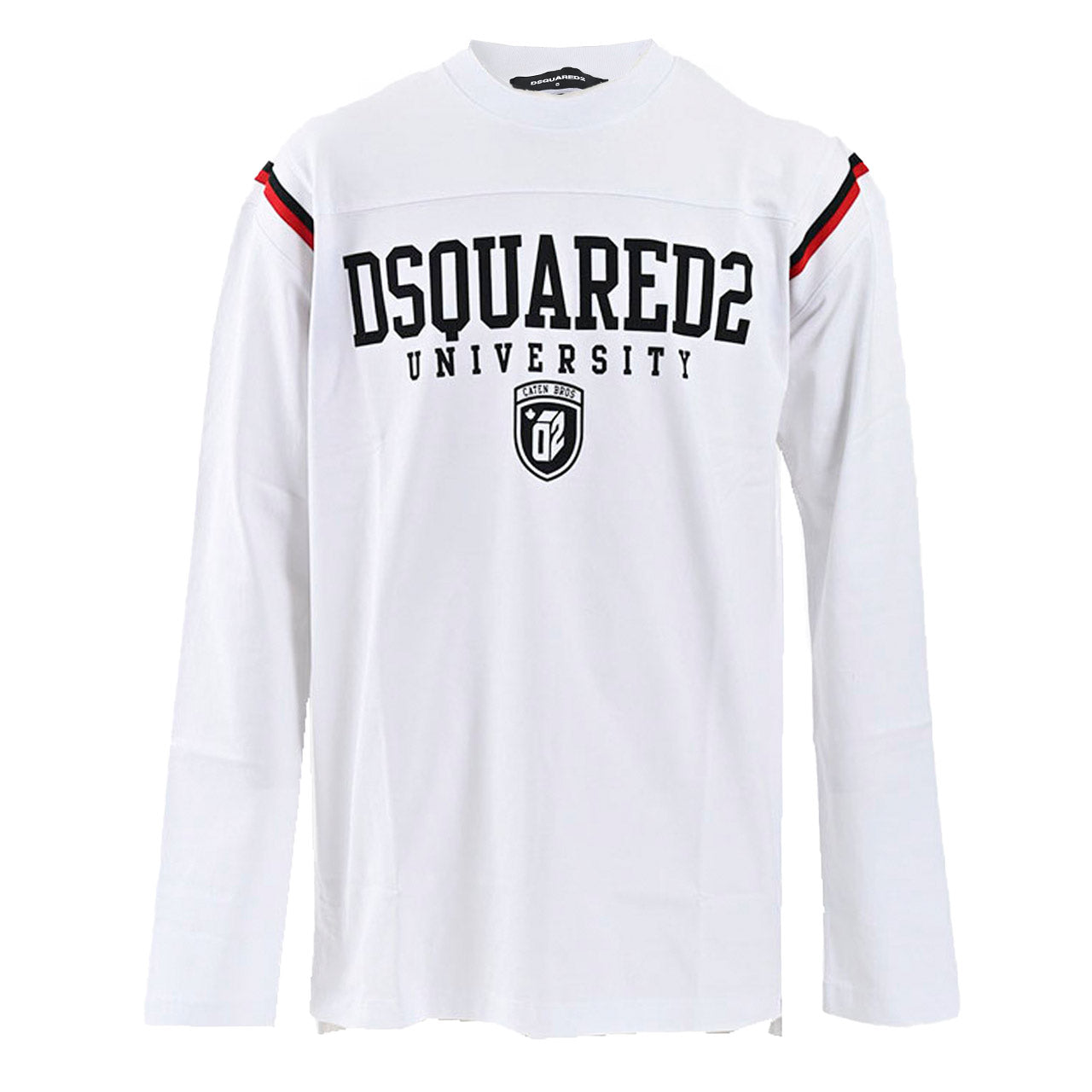 ディースクエアード DSQUARED2 クルーネック長袖Tシャツ S74GD1218 S24658 Varsity Fit Tee 100 ホワイト 2024年春夏新作 2024SS メンズ 【プライスダウン】