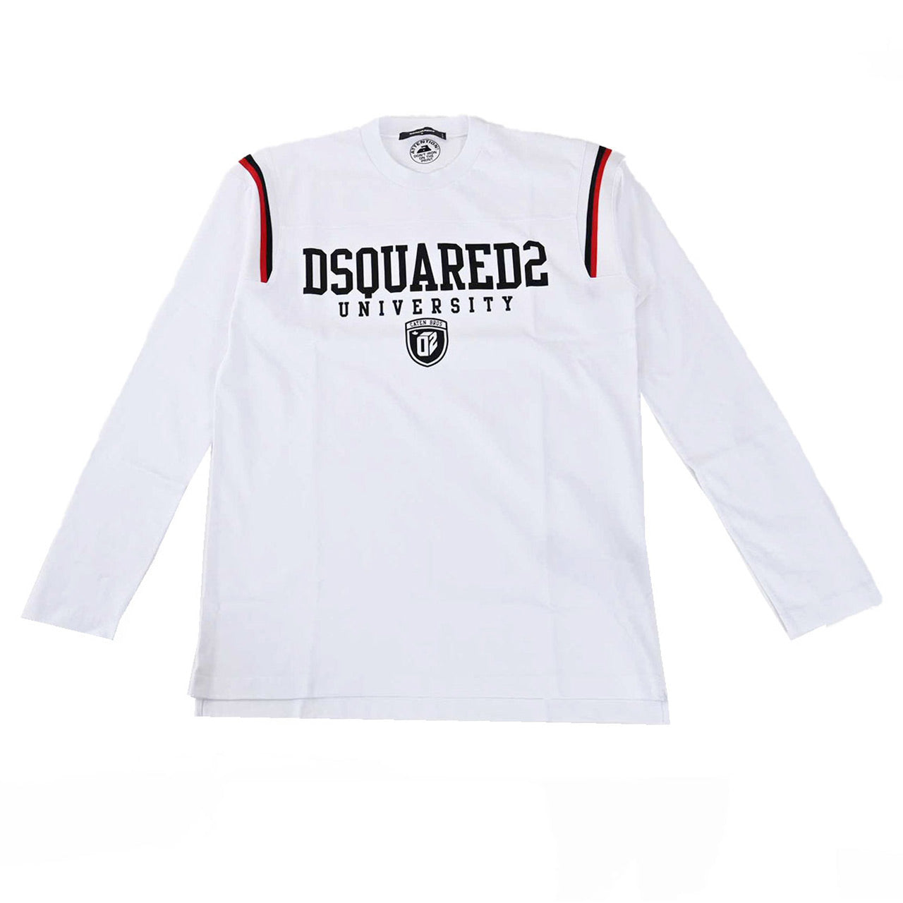 ディースクエアード DSQUARED2 クルーネック長袖Tシャツ S74GD1218 S24658 Varsity Fit Tee 100 ホワイト 2024年春夏新作 2024SS メンズ 【プライスダウン】