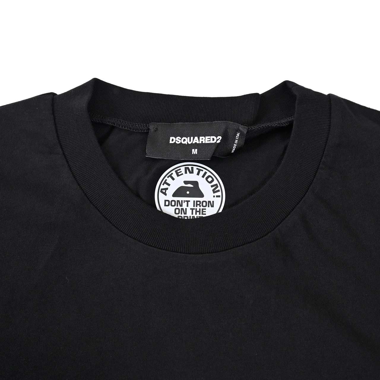【期間限定SALE】 ディースクエアード DSQUARED2 クルーネック長袖Tシャツ S74GD1354 D20S020 Regular Fit Tee 900 ブラック メンズ 2024年秋冬新作 2024AW