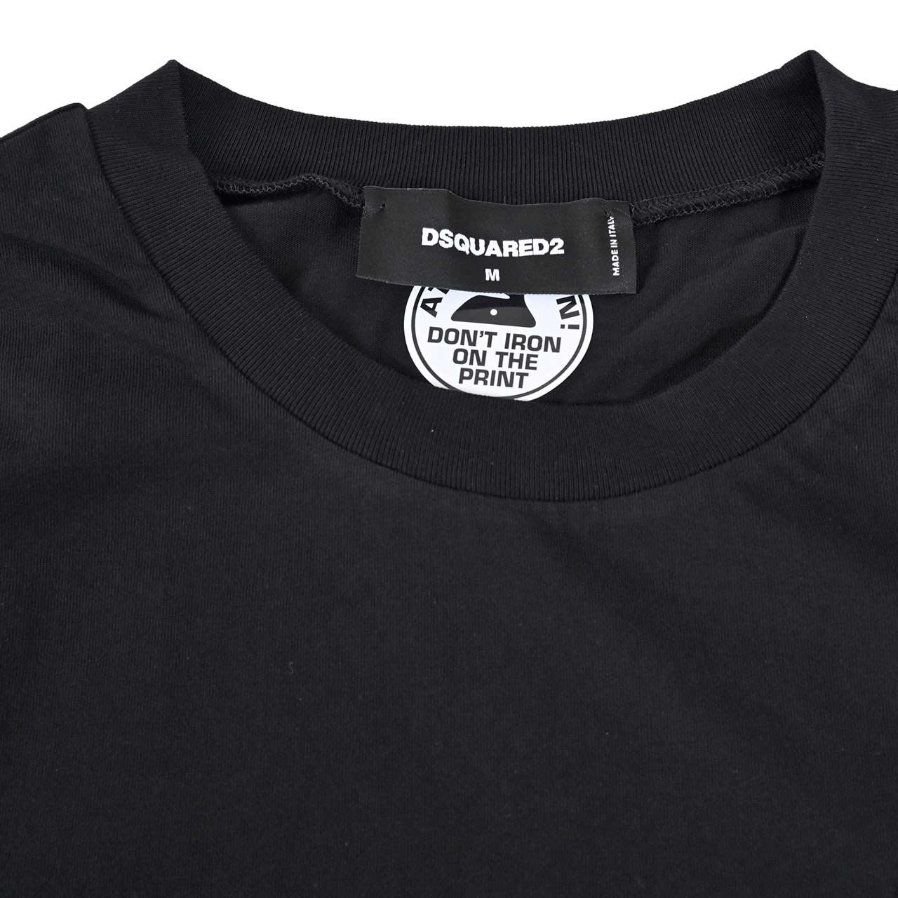 【期間限定SALE】 ディースクエアード DSQUARED2 クルーネック長袖Tシャツ S74GD1356 D20S020 Regular Fit Tee 900 ブラック 2024AW メンズ