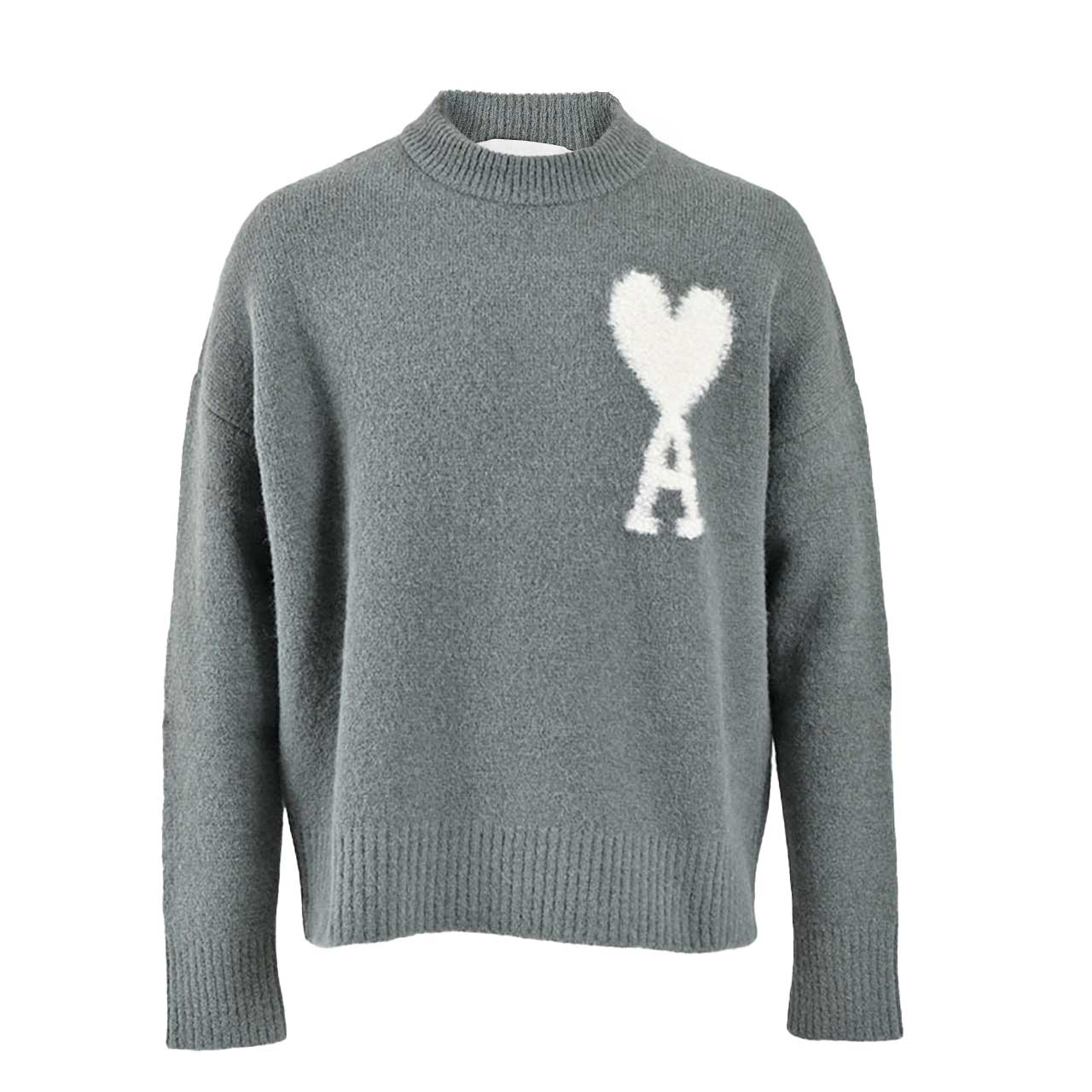 【期間限定SALE】 アミ AMI セーター UKS025.KN0032 4013 グリーン 2024年秋冬 メンズ