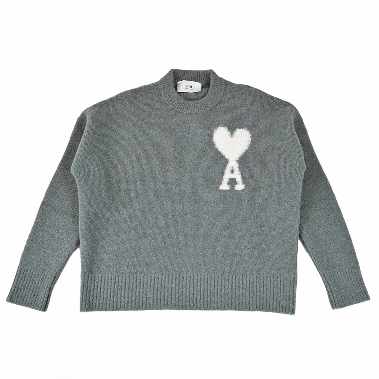 【期間限定SALE】 アミ AMI セーター UKS025.KN0032 4013 グリーン 2024年秋冬 メンズ