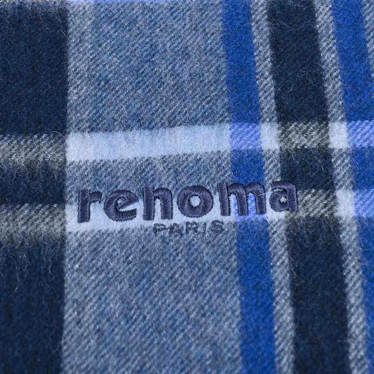 レノマ RENOMA カシミヤ マフラー R9913 CHECK CASHMERE 4 ブルー メンズ レディース カシミヤ100% 【ラスト1点】 新生活応援 ギフト プレゼント 【プライスダウン】