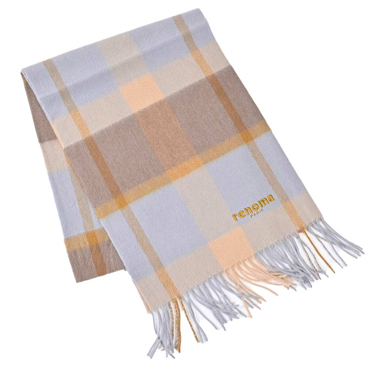 レノマ RENOMA カシミヤ マフラー R9913 CHECK CASHMERE 7 ブルー メンズ レディース カシミヤ100% 【ラスト1点】 新生活応援 ギフト プレゼント 【プライスダウン】