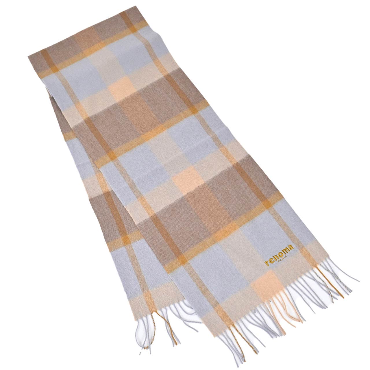 レノマ RENOMA カシミヤ マフラー R9913 CHECK CASHMERE 7 ブルー メンズ レディース カシミヤ100% 【ラスト1点】 新生活応援 ギフト プレゼント 【プライスダウン】