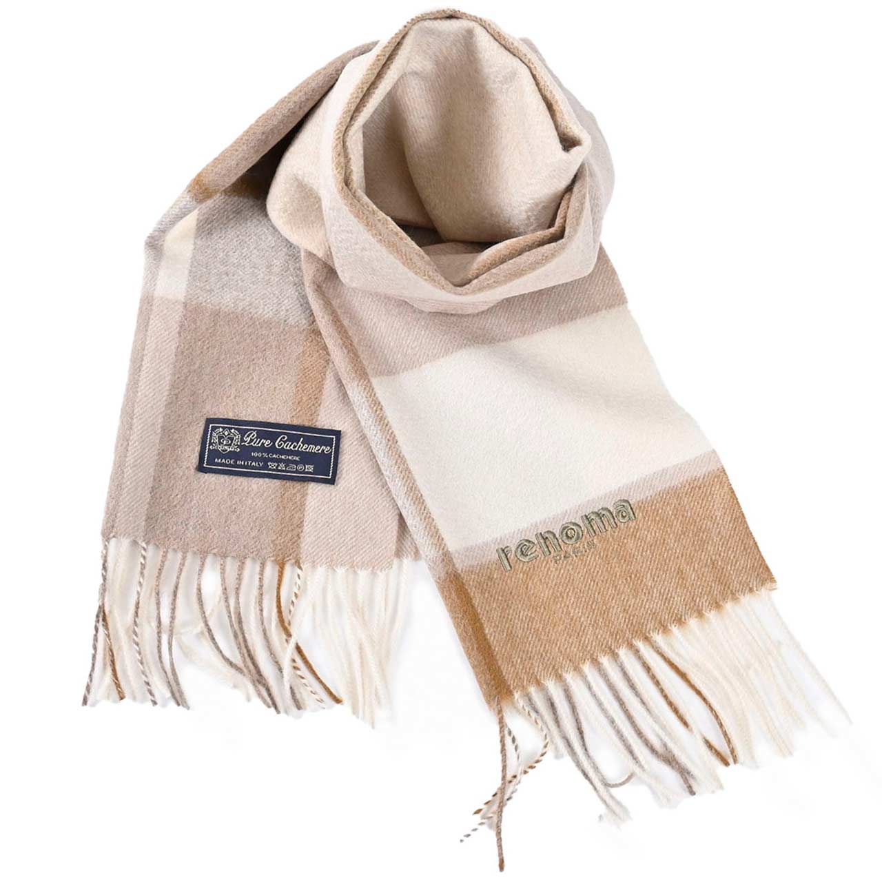 レノマ RENOMA マフラー R9919 CHECK CASHMERE R008 ベージュ メンズ レディース 新生活応援 ギフト プレゼント 【プライスダウン】