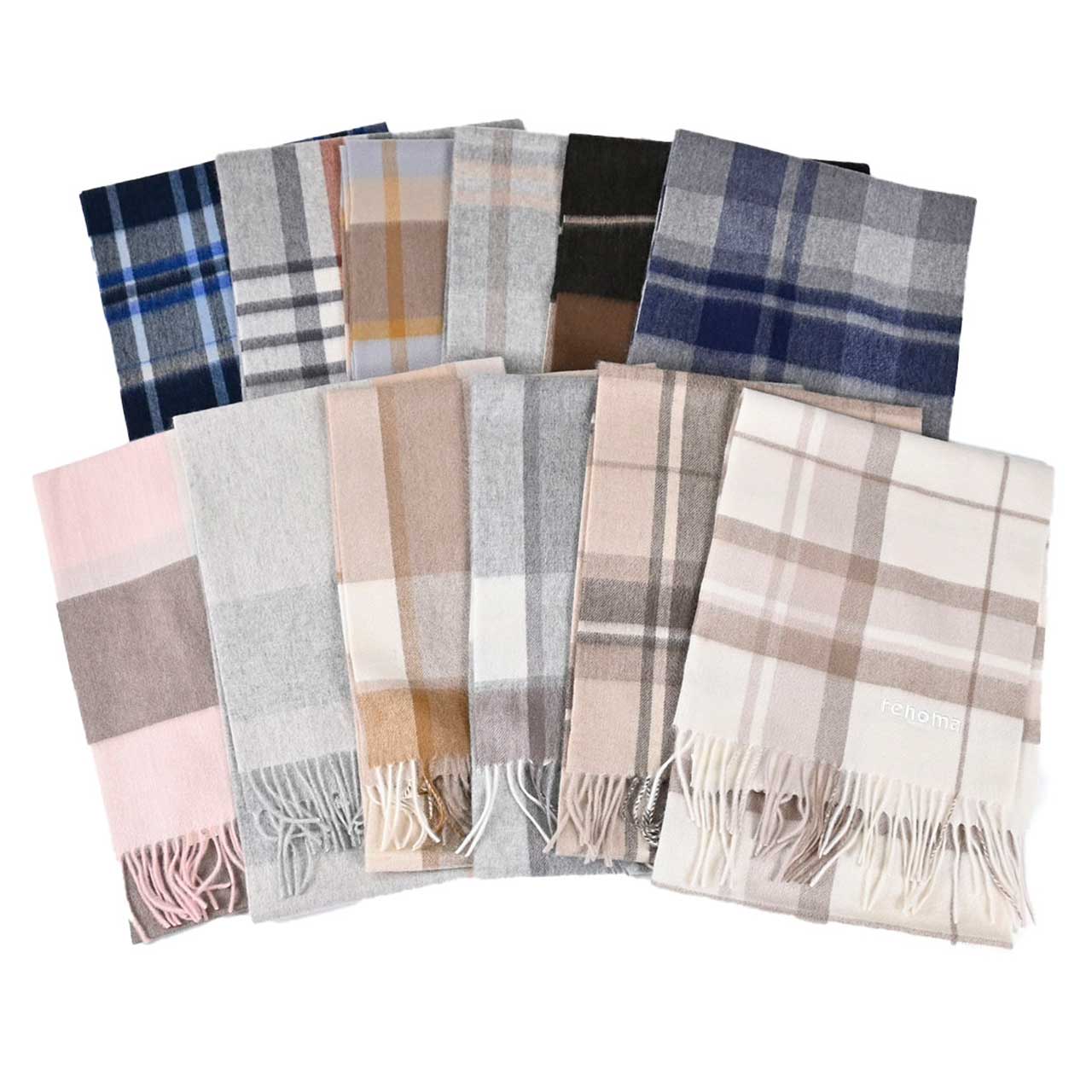 レノマ RENOMA マフラー R9919 CHECK CASHMERE R008 ベージュ メンズ レディース 新生活応援 ギフト プレゼント 【プライスダウン】
