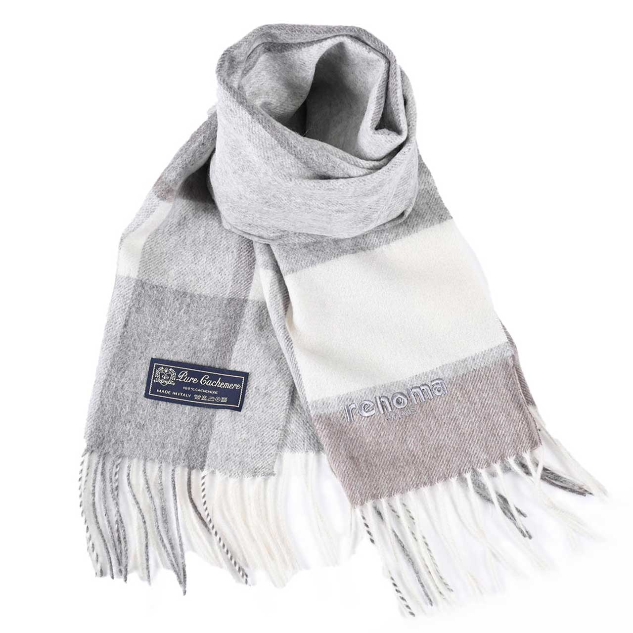 レノマ RENOMA マフラー R9919 CHECK CASHMERE R009 グレー メンズ レディース 新生活応援 ギフト プレゼント 【プライスダウン】