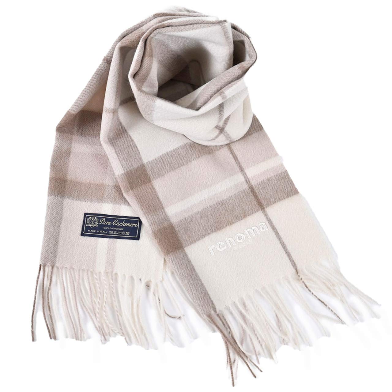 レノマ RENOMA マフラー R9919 CHECK CASHMERE R016 クリーム メンズ レディース 新生活応援 ギフト プレゼント 【プライスダウン】
