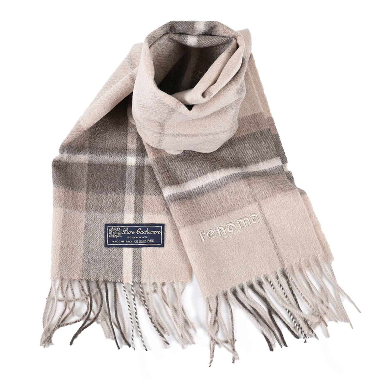 レノマ RENOMA マフラー R9919 CHECK CASHMERE R065 ベージュ メンズ レディース 新生活応援 ギフト プレゼント 【プライスダウン】