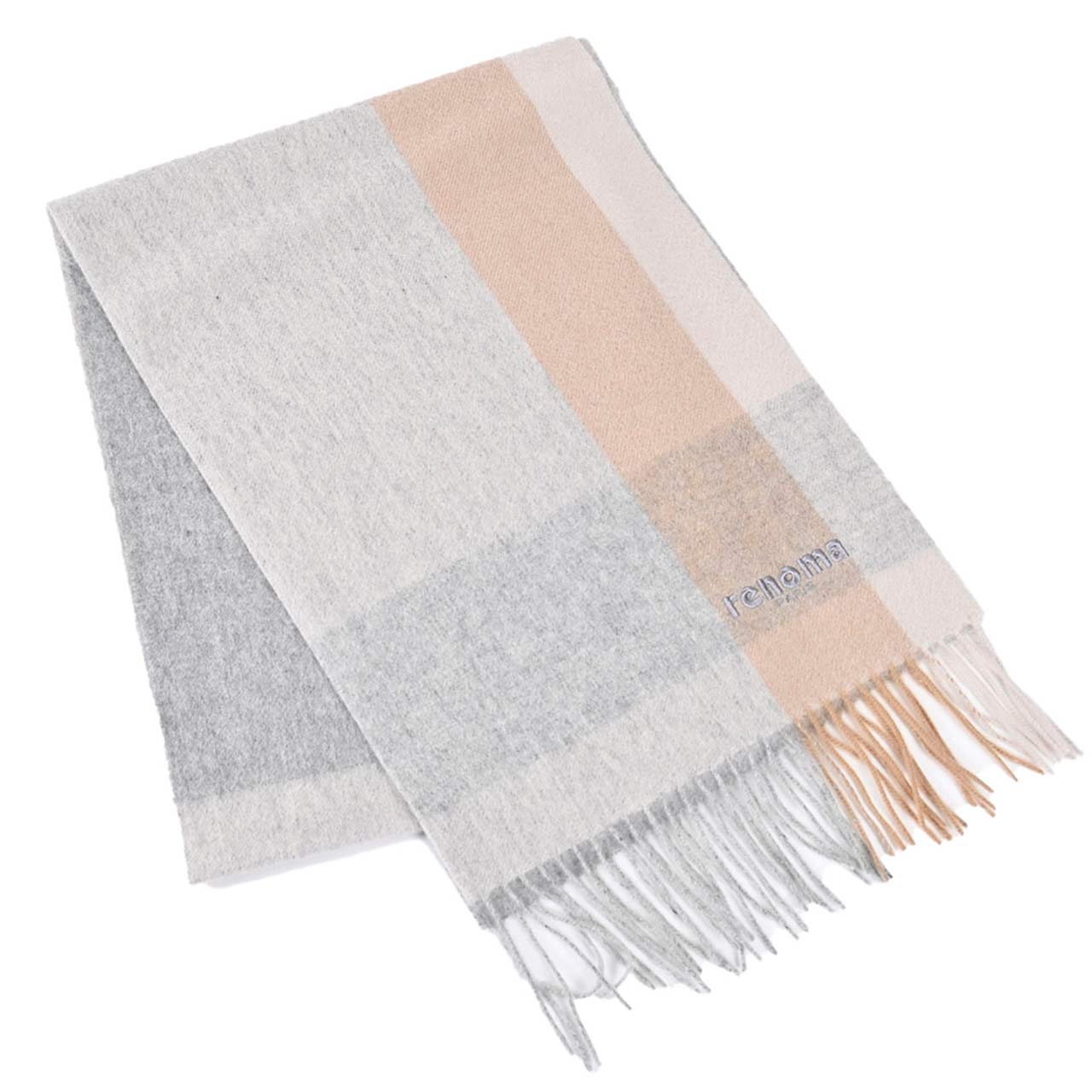 レノマ RENOMA マフラー R9919 CHECK CASHMERE RX7 グレー メンズ レディース 【ラスト1点】 新生活応援 ギフト プレゼント 【プライスダウン】