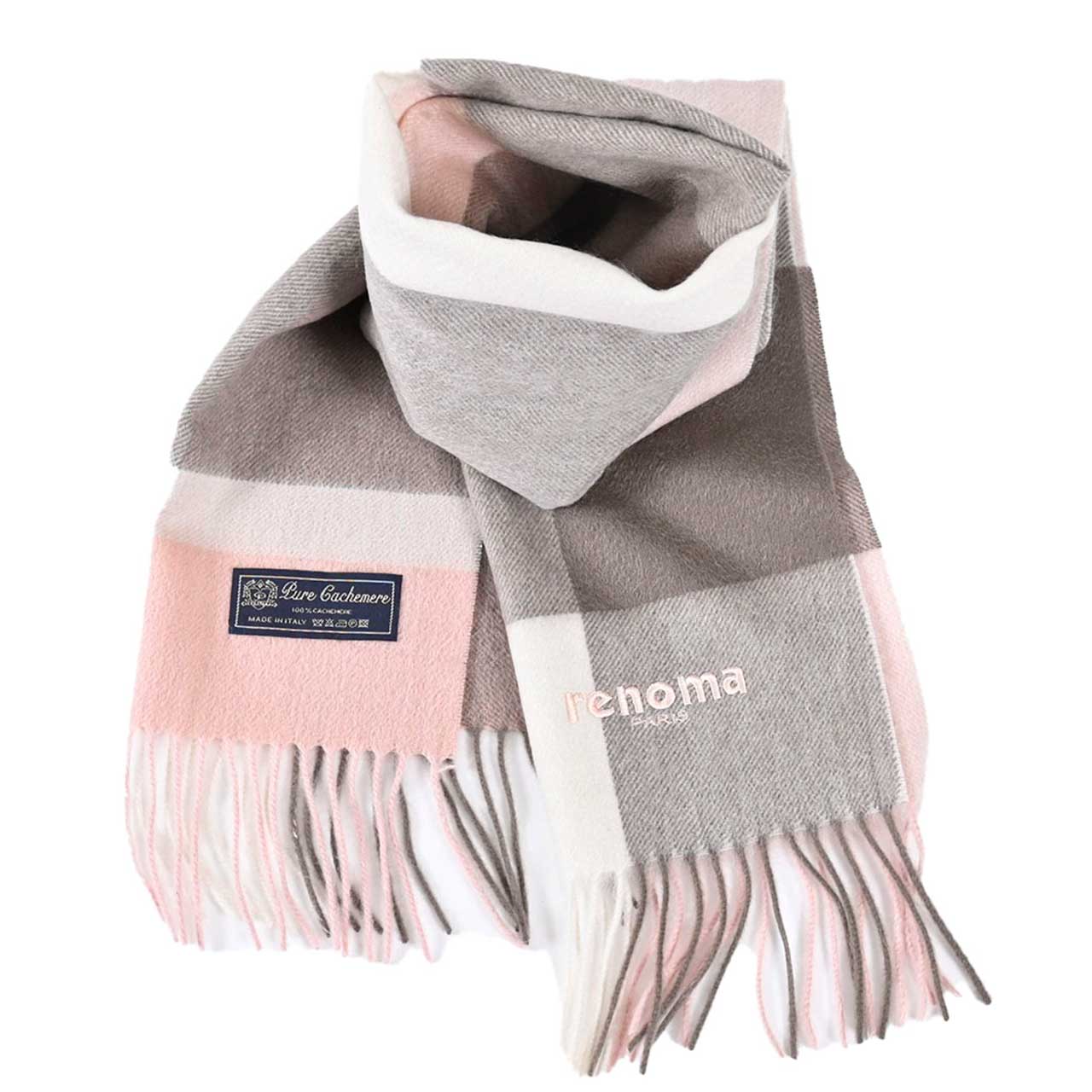 レノマ RENOMA マフラー R9919 CHECK CASHMERE RX9 ピンク メンズ レディース 新生活応援 ギフト プレゼント 【プライスダウン】
