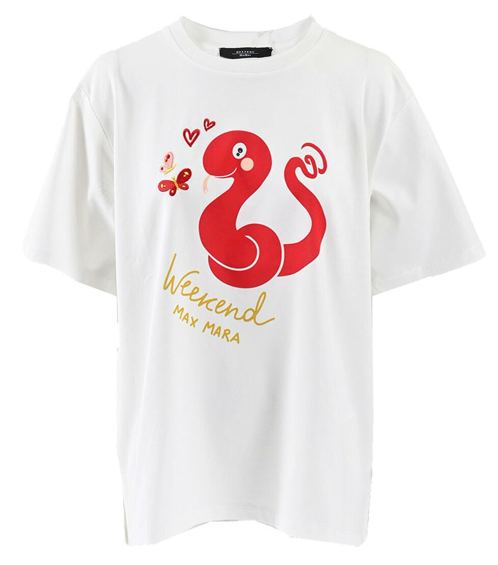 【59%OFF】 ウィークエンド マックスマーラ WEEKEND MAXMARA Tシャツ 5971041600 CABINA 007 ホワイト 2025SS 2025年春夏新作 レディース 【ラスト1点 Lサイズ】