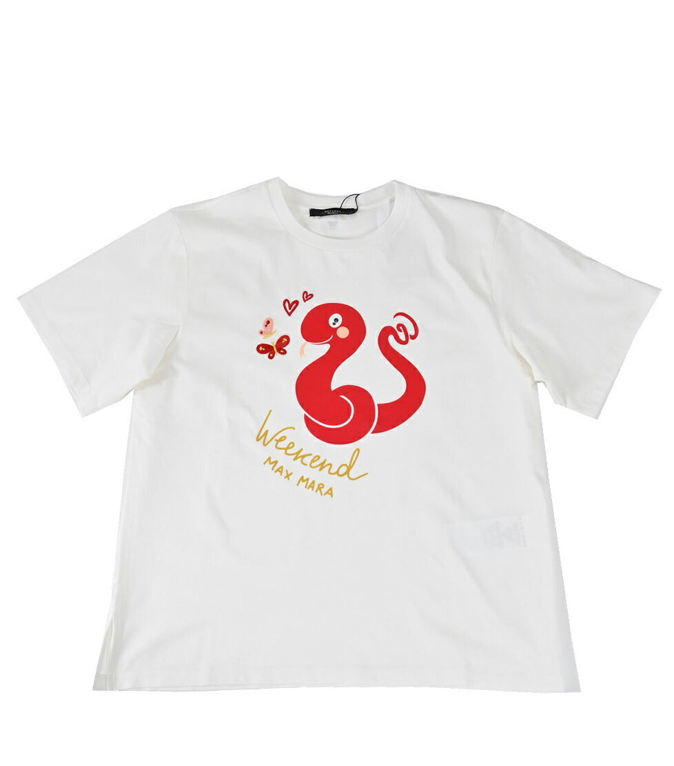 【59%OFF】 ウィークエンド マックスマーラ WEEKEND MAXMARA Tシャツ 5971041600 CABINA 007 ホワイト 2025SS 2025年春夏新作 レディース 【ラスト1点 Lサイズ】