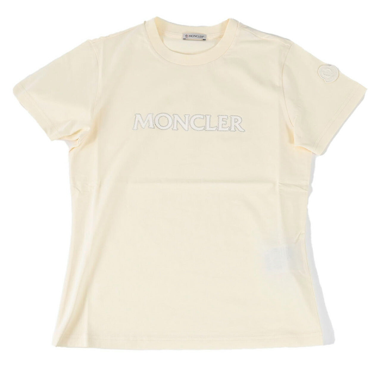 モンクレール MONCLER クルーネック半袖Tシャツ MANICA CORTA 89AIJ 8C000 21 034 クリーム 2024SS レディース 【ラスト1点 Sサイズ】