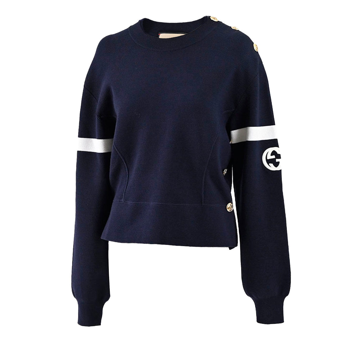 【期間限定SALE】 グッチ GUCCI クルーネックセーター 764692 XKDQS 4417 ネイビー 2024SS レディース 【ラスト1点 Lサイズ】