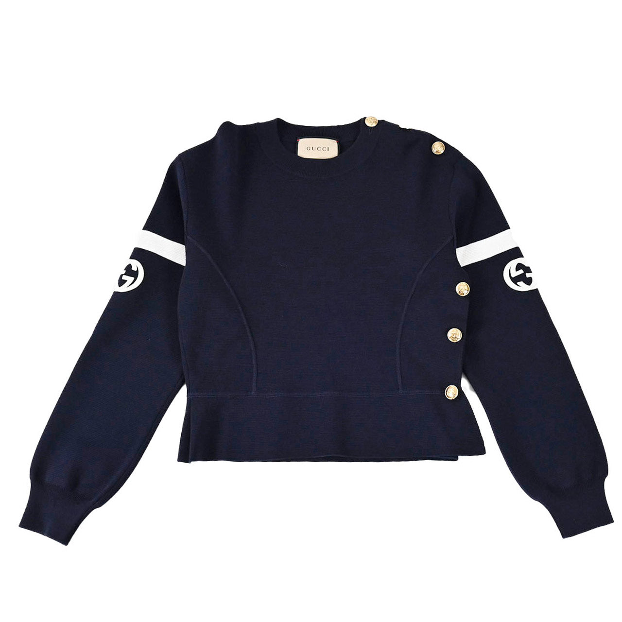 【期間限定SALE】 グッチ GUCCI クルーネックセーター 764692 XKDQS 4417 ネイビー 2024SS レディース 【ラスト1点 Lサイズ】