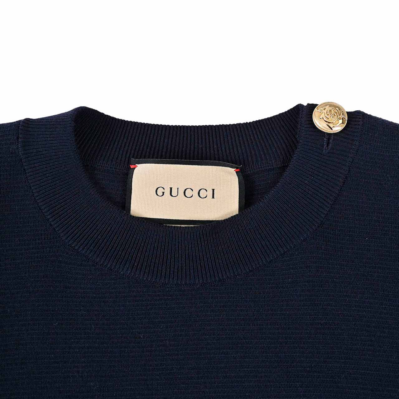 【期間限定SALE】 グッチ GUCCI クルーネックセーター 764692 XKDQS 4417 ネイビー 2024SS レディース 【ラスト1点 Lサイズ】