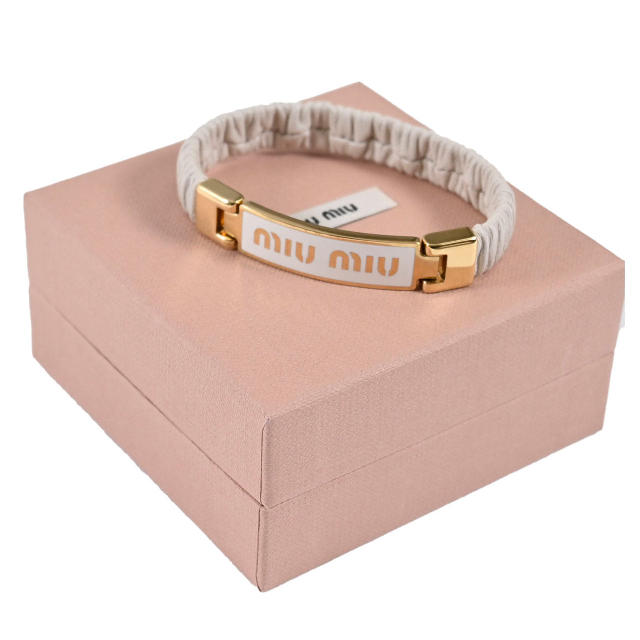【期間限定SALE】 ミュウミュウ MIUMIU ブレスレット 5IB425 2F32 01 BIANCO ホワイト レディース 【ラスト1点 Sサイズ】