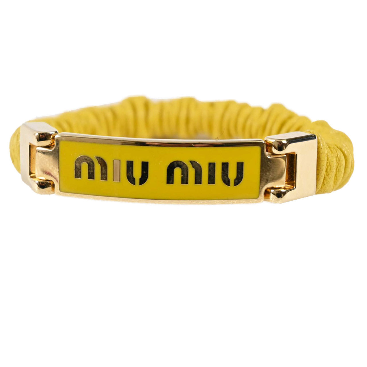 【期間限定SALE】 ミュウミュウ MIUMIU ブレスレット 5IB425 2F32 01 PIRITE イエロー レディース 【ラスト1点 Sサイズ】
