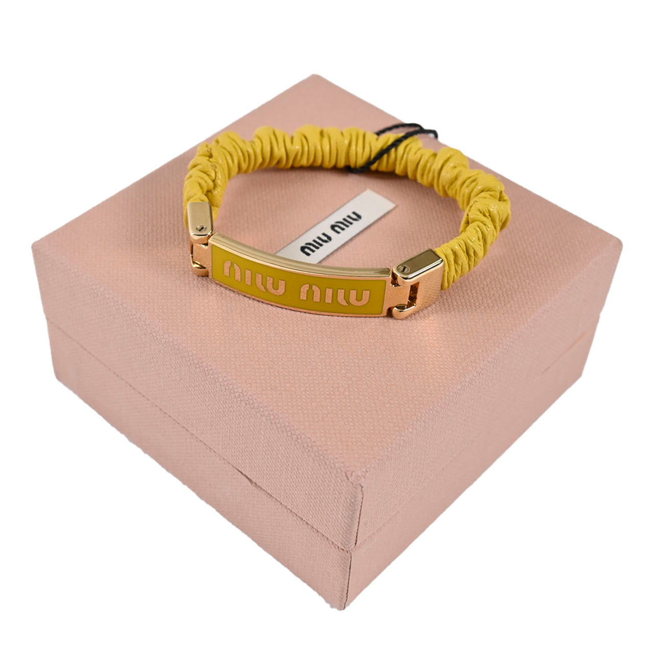 【期間限定SALE】 ミュウミュウ MIUMIU ブレスレット 5IB425 2F32 01 PIRITE イエロー レディース 【ラスト1点 Sサイズ】