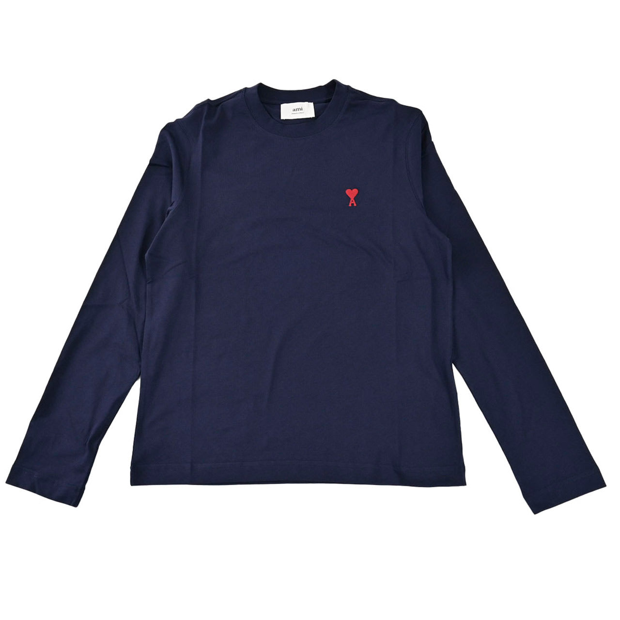 アミ AMI クルーネック長袖Tシャツ BFUTS235.724 430 ネイビー 2025SS メンズ