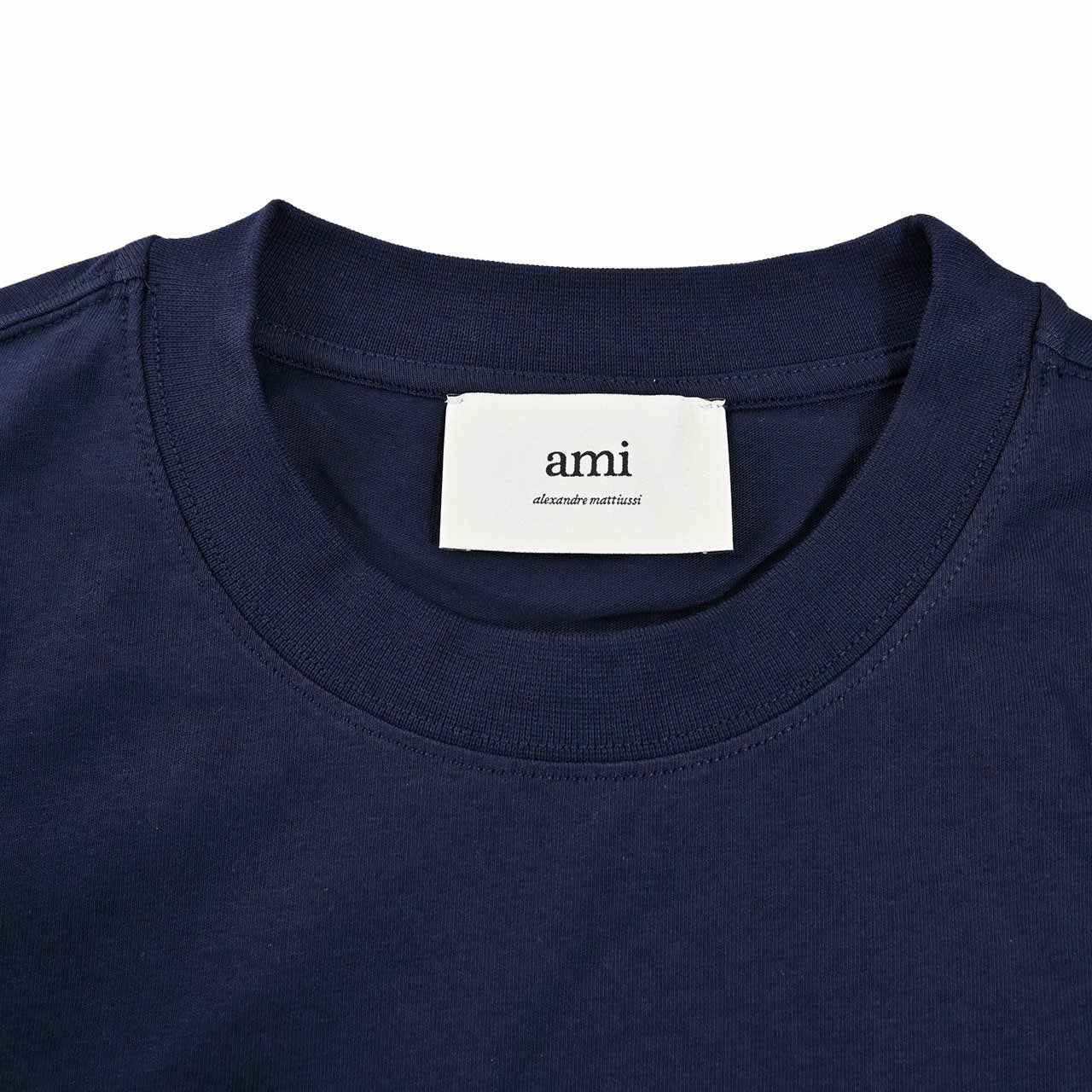 アミ AMI クルーネック長袖Tシャツ BFUTS235.724 430 ネイビー 2025SS メンズ