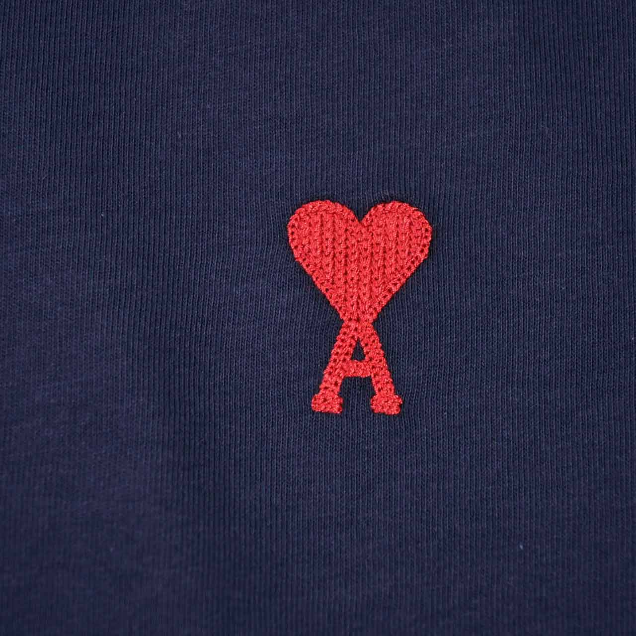 アミ AMI クルーネック長袖Tシャツ BFUTS235.724 430 ネイビー 2025SS メンズ