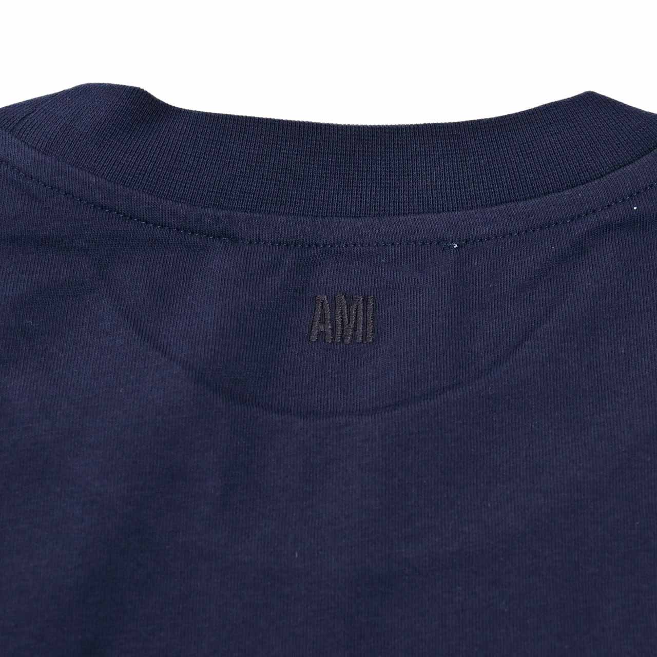 アミ AMI クルーネック長袖Tシャツ BFUTS235.724 430 ネイビー 2025SS メンズ 【プライスダウン】
