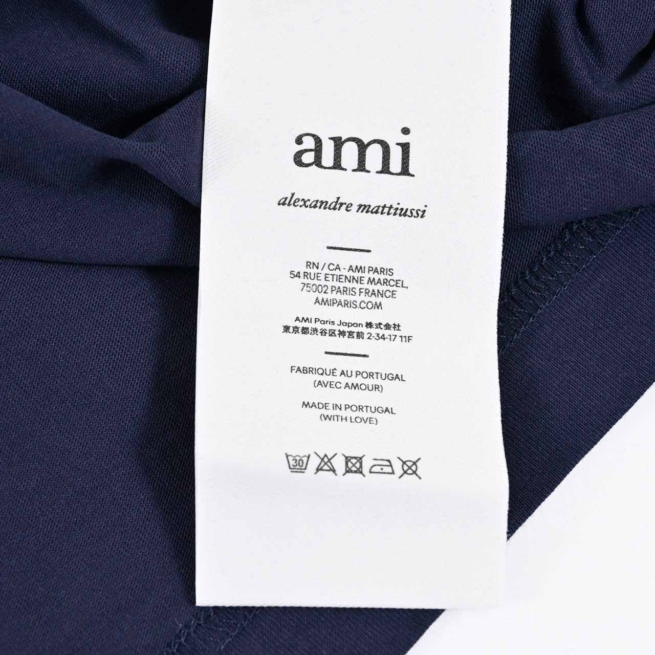 アミ AMI クルーネック長袖Tシャツ BFUTS235.724 430 ネイビー 2025SS メンズ