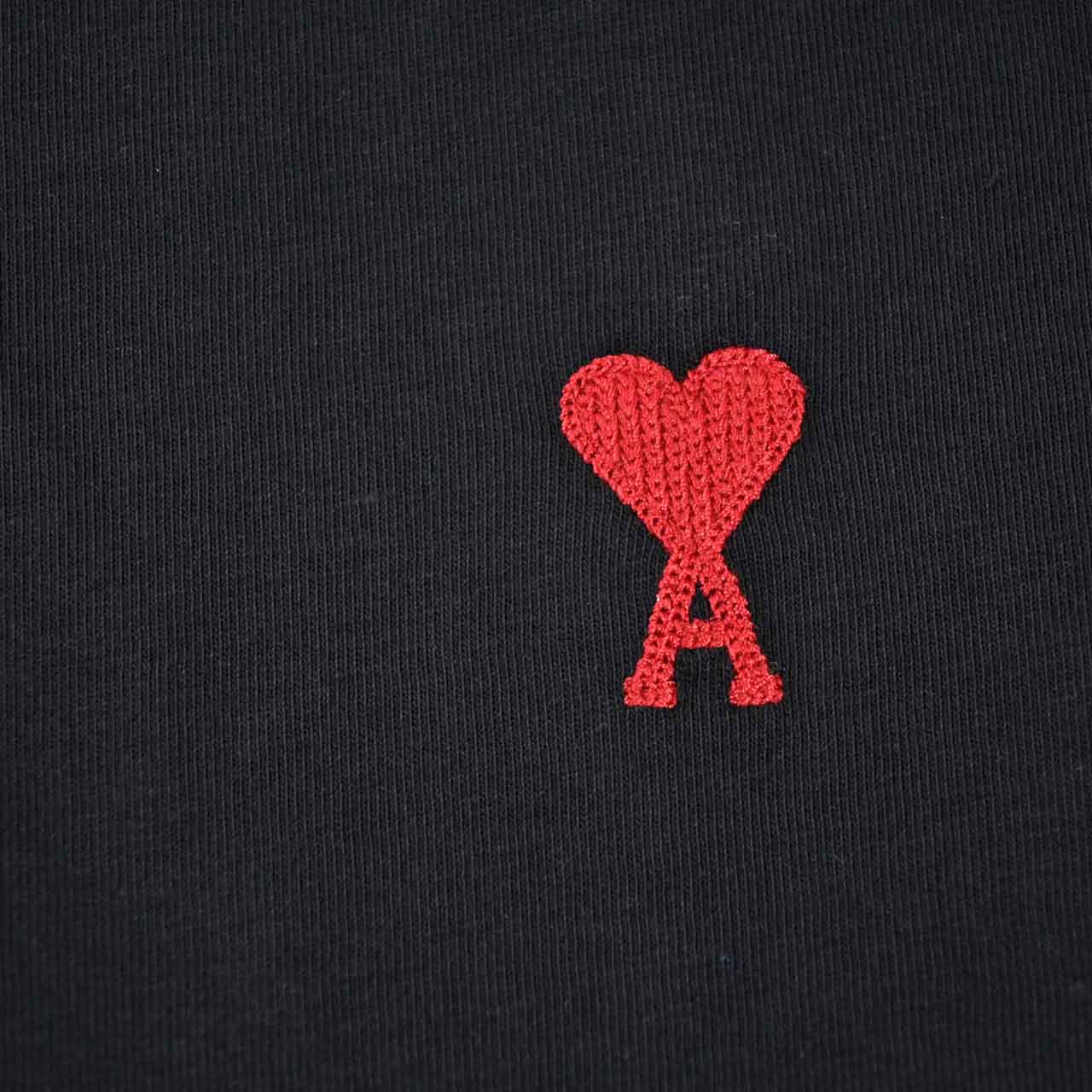 アミ AMI クルーネック長袖Tシャツ BFUTS235.724 001 ブラック 2025SS メンズ