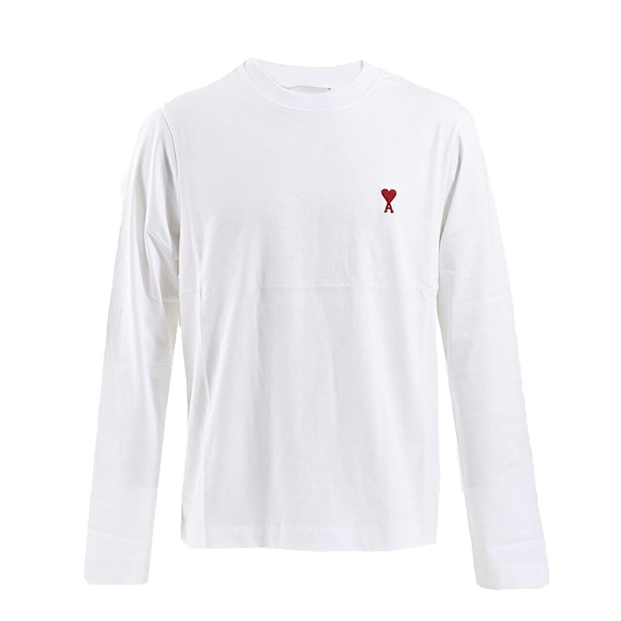 アミ AMI クルーネック長袖Tシャツ BFUTS235.724 100 ホワイト 2025SS メンズ