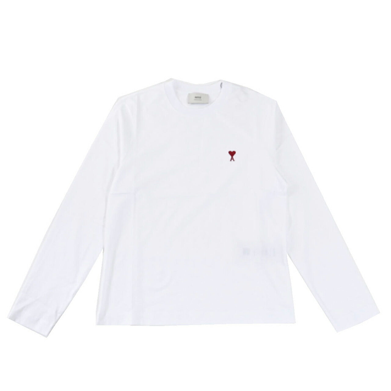アミ AMI クルーネック長袖Tシャツ BFUTS235.724 100 ホワイト 2025SS メンズ