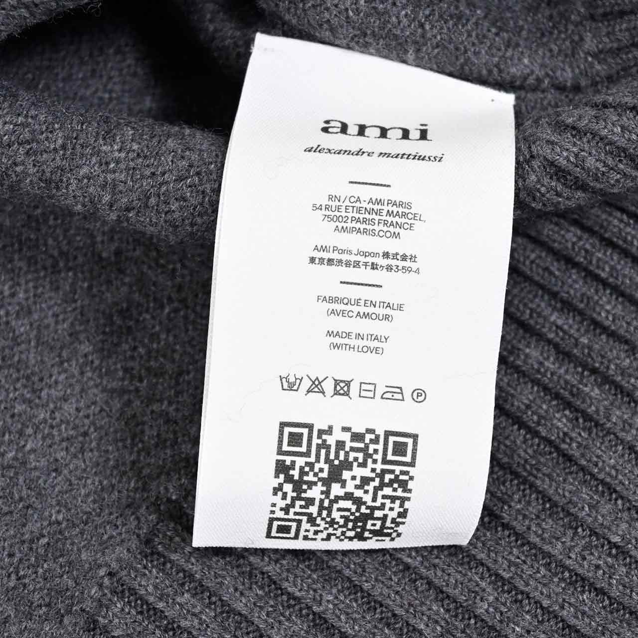 アミ AMI セーター BFUKS006.018 084 グレー 2025年春夏 2025SS メンズ 【ラスト1点 XLサイズ】 期間限定価格 ギフト プレゼント