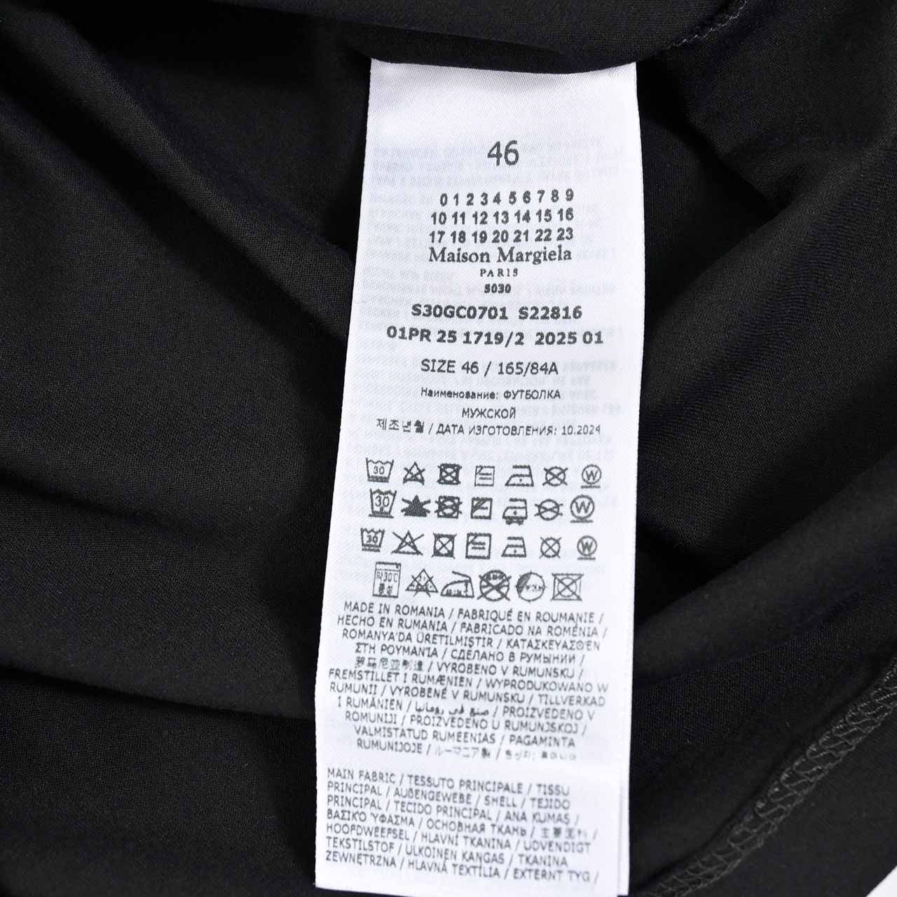 メゾン マルジェラ Maison Margiela Tシャツ S22816 S30GC0701 900 ブラック 2025SS メンズ 【ラスト1点 46サイズ】