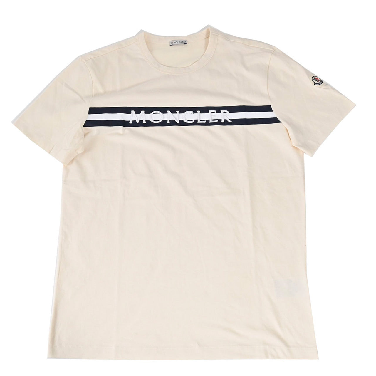 モンクレール MONCLER クルーネック半袖Tシャツ G2 091 8C00001 8390T 002 クリーム メンズ 【ラスト1点 Lサイズ】