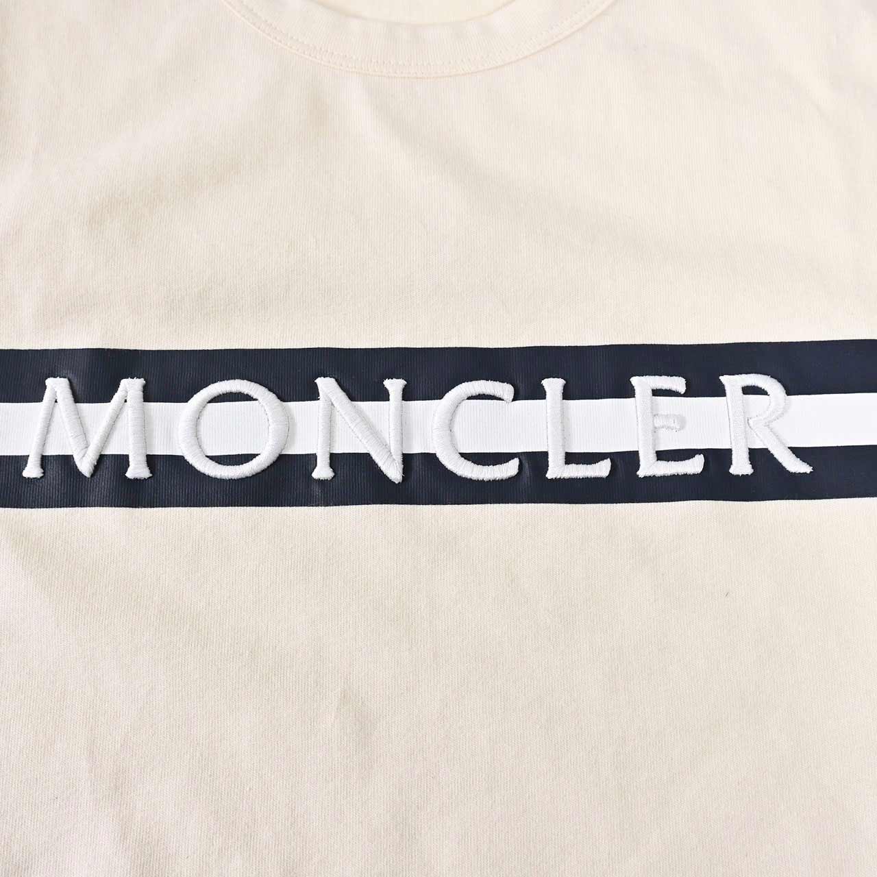 モンクレール MONCLER クルーネック半袖Tシャツ G2 091 8C00001 8390T 002 クリーム メンズ 【ラスト1点 Lサイズ】