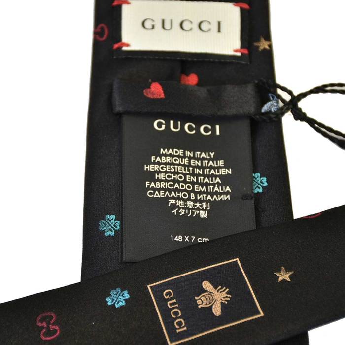 グッチ ネクタイ GUCCI 571819 4E002 1000 ブラック　7.0×146